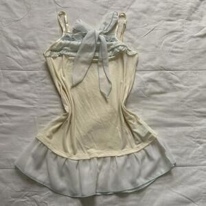 Axes Femme Cream and blue lace bow front cami Size medium